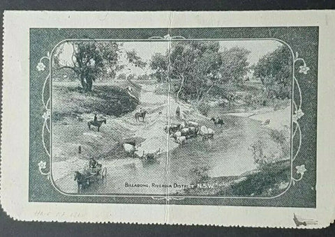 Australia Letter Card 1d KGV Billabong Riverina folded horses sheep LC 18-9
