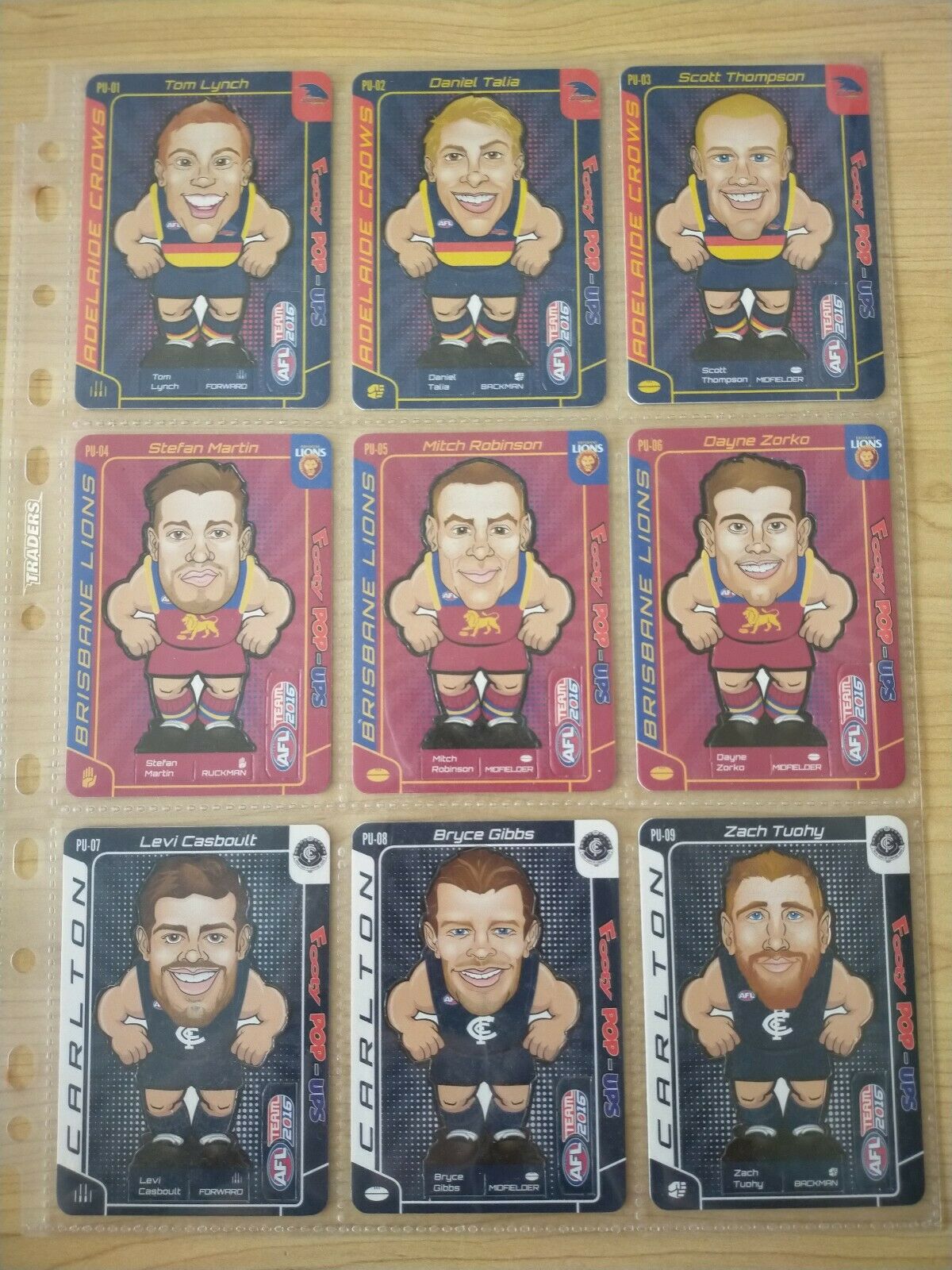 2016 AFL Teamcoach Footy Pop-Ups Complete Set Of 54 Cards