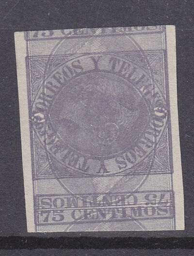 Spain SG 275 75c lilac imperf with double print, one inverted. Mint