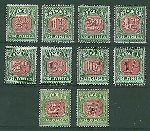 Victoria Australian States SG D11/20 Postage Dues Set of 10 Mint Hinged