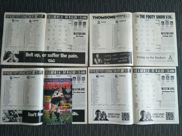Lot Of 1996 AFL Football Records Collingwood Games x 21