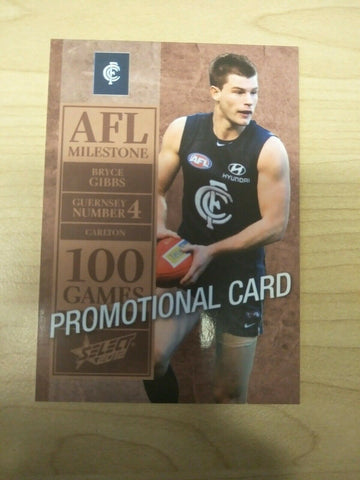 2012 Select AFL Milestone Promotional Card Bryce Gibbs Carlton