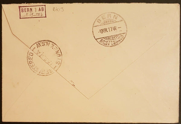 NWPI New Guinea Australia 5/- Kangaroo SG 92 registered cover Rabaul to Berne.