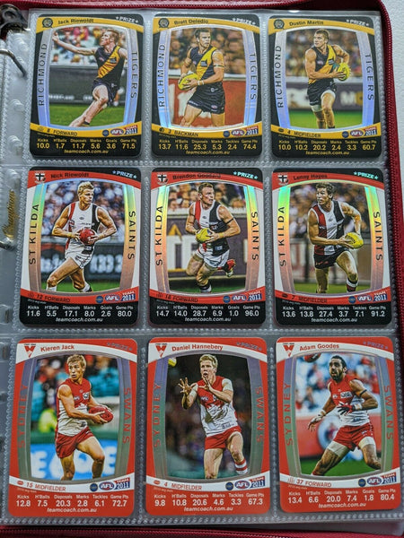 2011 AFL Teamcoach Prize Cards Complete Set 51 Cards