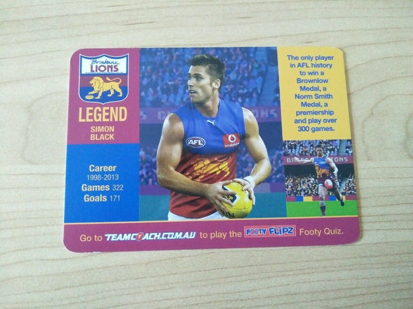 2018 AFL Teamcoach Footy Flipz Card Brisbane Dayne Beams/Simon Black