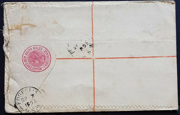 NSW - 4d Captain Cook pair on Registered Envelope HG8 Edgecliff to Bondi