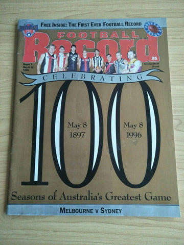 1996 Round 7 AFL Football Record Melbourne v Sydney