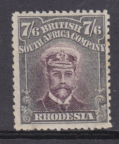 Rhodesia SG 240 7/6 blackish purple and slate-black Admiral. Some tone spots