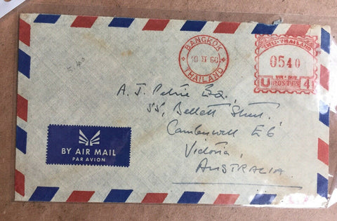 Thailand 1960 Thai Tapioca Ltd Metered Airmail Cover Bangkok To Australia