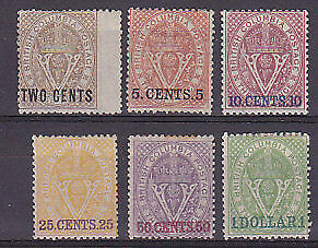 British Columbia Canada SG 28/33 overprint Set P.14 (50c inverted wmk + thin) M