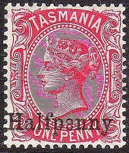 Tasmania Australian States SG 167 ½d on 1d Sideface Broken "e" Variety Stamp
