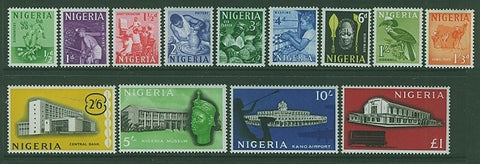 Nigeria SG 89/101 Definitive coffee mining birds set of 13 Mint Lightly Hinged