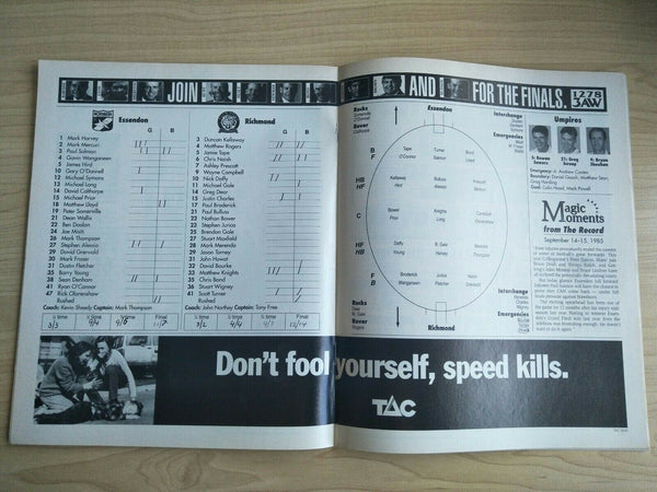 AFL 1995 Semi Final Football Record Essendon v Richmond