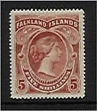 Falkland Islands Falklands SG 42 5s red Queen Victoria fine MLH