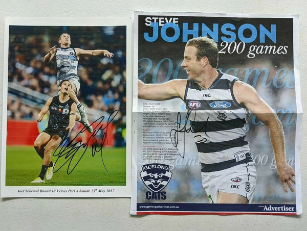 AFL Hand Signed items Joel Sellwood Steve Johnson Geelong