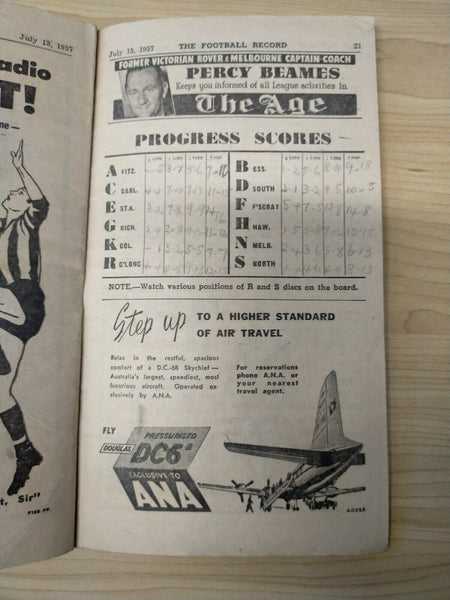 VFL 1957 July 13 Football Record Collingwood v Melbourne