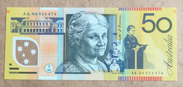 R520bF 2004 $50 Australia  Macfarlane Henry First Prefix AA04 Uncirculated.