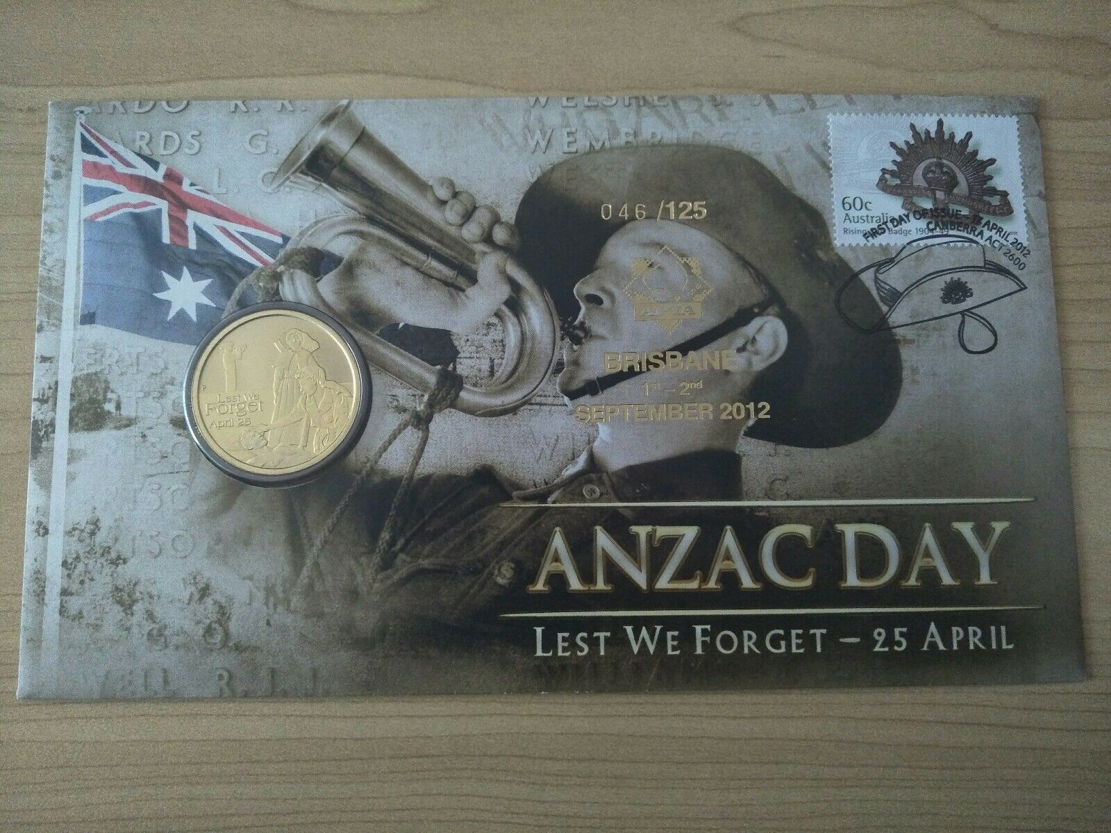 2012 Australian $1 ANZAC Day PNC APTA Brisbane Overprint *only 125*