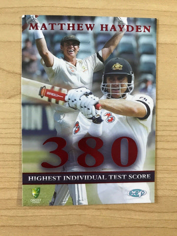 Matthew Hayden Highest Individual Test Score Elite Sport Cricket Card 2003