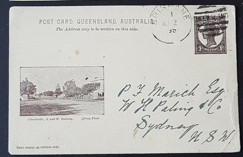 Queensland Post Card, 1d Charleville S and W Railway HG 10a used