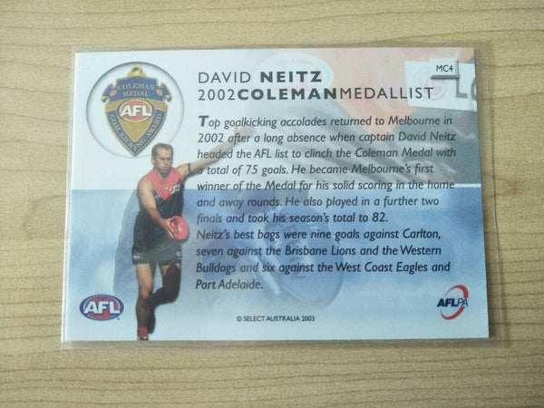 2003 Select XL Coleman Medallist David Neitz Melbourne Demons