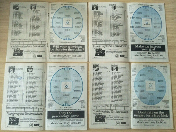 Lot Of 1986 VFL Football Records Collingwood Games x 22