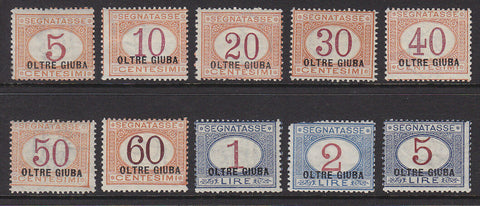 Jubaland Italian Colonies SG D29-38 Italy Postage Due stamps optd OLTRE GIUBA