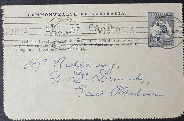 Australia Letter Card 1d KGV St Georges Terrace,  scouts  LC 14-119D