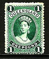 Queensland Australian States SG 156 £1 deep green large Chalon Mint Hinged