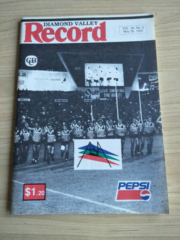 Football 1992 30th May Diamond Valley Football League Football Record Vol. 36, No. 8