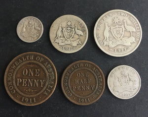 Australia 1911 Pre Decimal 6 Coin Set