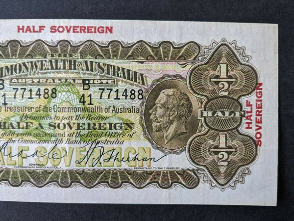 Australia 1933 Half Sovereign Banknote Riddle/Sheehan thin signature R8b