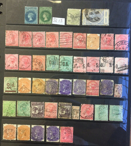 South Australia Page, 45 Stamps Mostly Used Includes OS, Shades & 6d Roulette