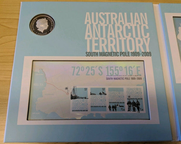 Australia AAT Antarctic 2009 Perth Mint $5 South Magnetic Pole Silver coin, Minisheet & Cover only 500 made