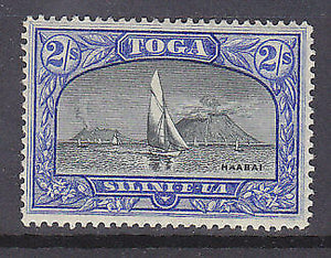 Tonga Pacific Islands SG 51 2/- black & ultramarine ship boat yacht Mint Hinged