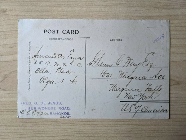 Thailand Postcard 16- Harvest Scene Bangkok sent to Niagara Falls