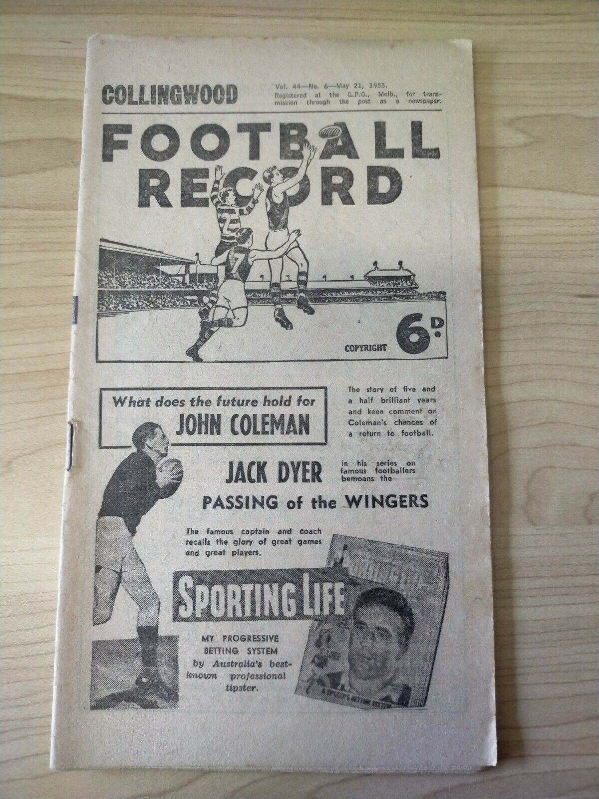 VFL 1955 May 21 Football Record Collingwood v Essendon