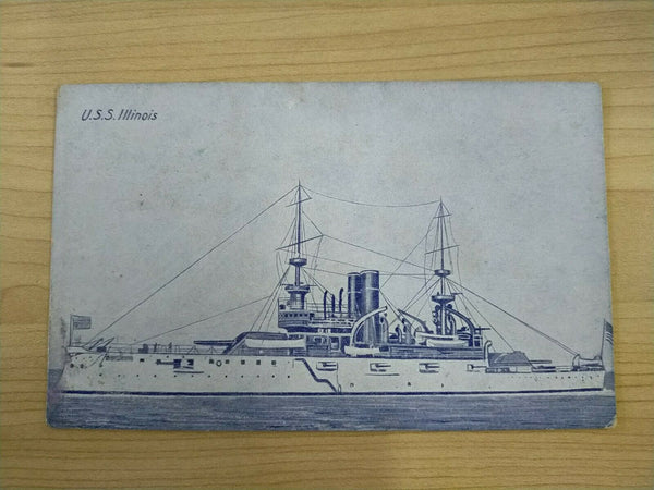 American Vintage USS Illinois American Fleet Souvenir Postcard