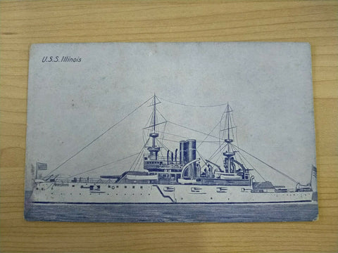 American Vintage USS Illinois American Fleet Souvenir Postcard