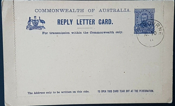 Australia Reply Letter Card 1d fullface KGV Town Hall Sydney Reply Phantom Falls