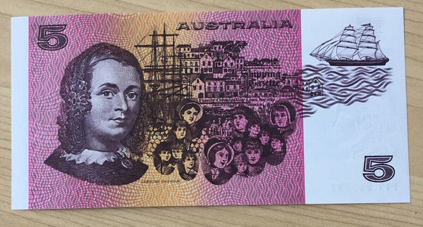 R209b 1985 $5 Johnston Fraser Gothic Serials Banknote Uncirculated