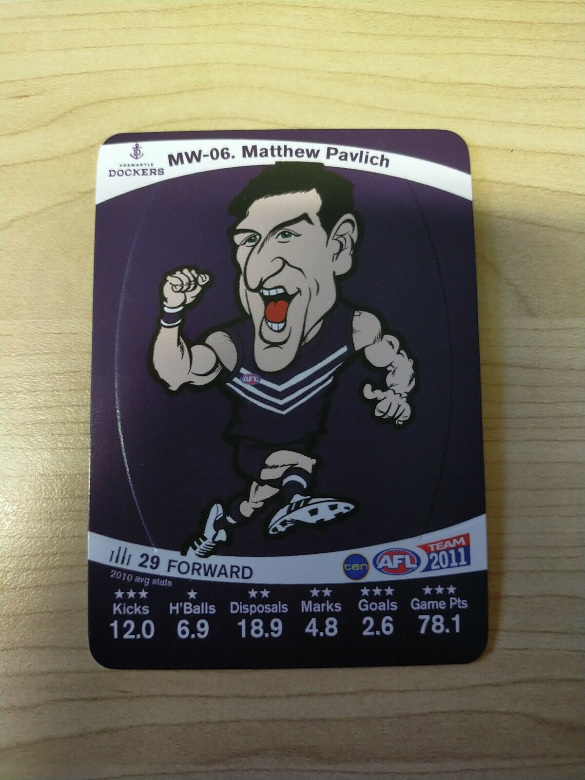 2011 Teamcoach Magic Wildcard Printing Error Card Matthew Pavlic Fremantle