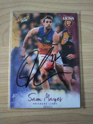 2018 Select Sam Mayes Brisbane Football Card Hand Signed