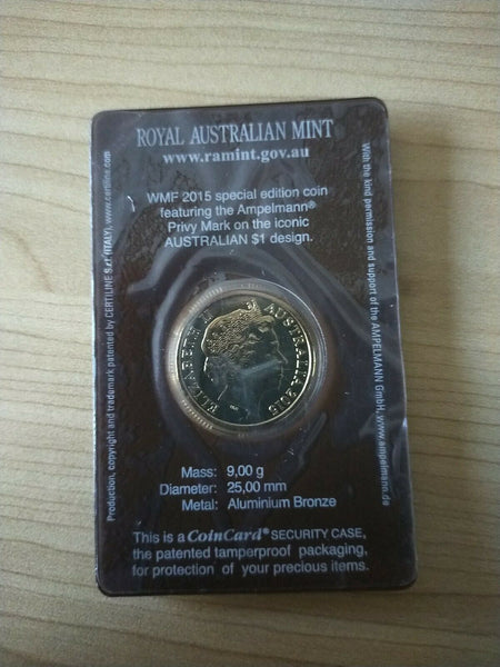 Australia 2015 Royal Australian Mint $1 Berlin World Money Fair Mob of Roos Uncirculated Ampelmann Privy Mark Coin