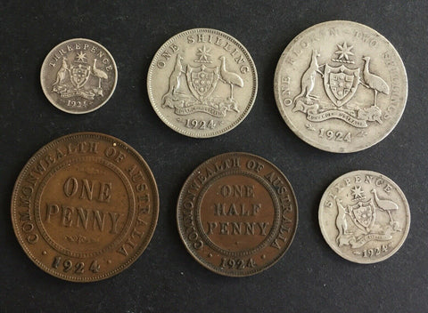 Australia 1924 Pre Decimal 6 Coin Set