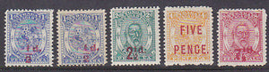 Tonga Pacific Islands SG 15-18 5 values including scarce ½d shade. Mint.