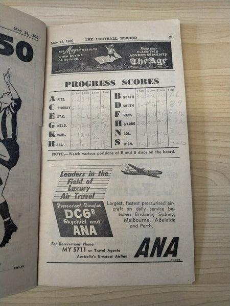 VFL 1956 May 12 Football Record Carlton v Collingwood