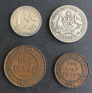 Australia 1931 Pre Decimal 4 Coin Set IDEAL BIRTHDAY GIFT