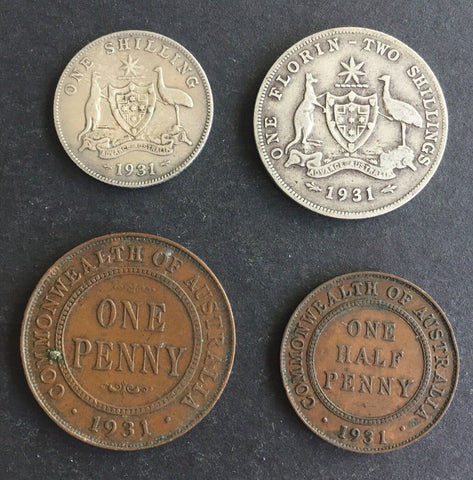 Australia 1931 Pre Decimal 4 Coin Set IDEAL BIRTHDAY GIFT