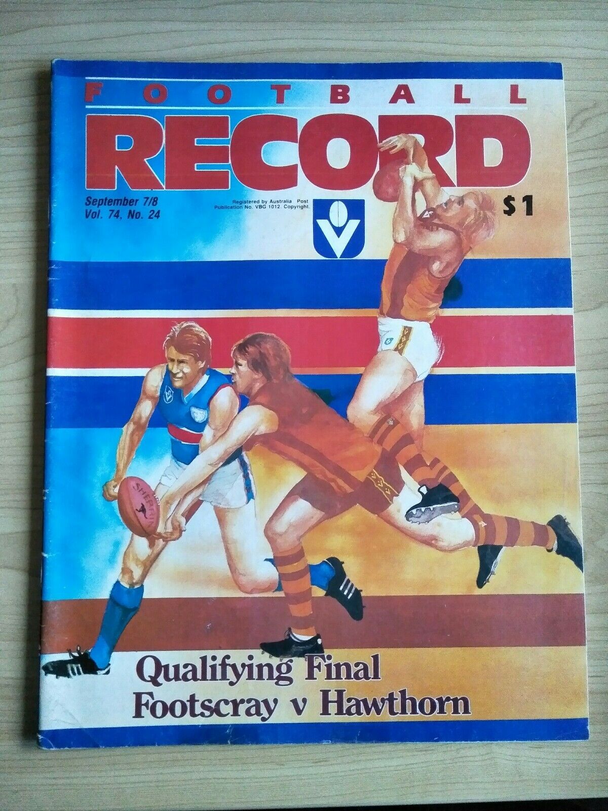 VFL 1985 Qualifying Final Football Record Footscray v Hawthorn